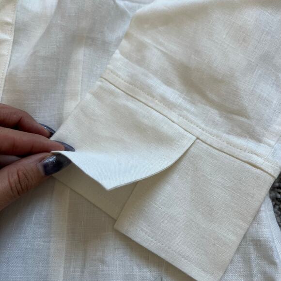 NEW Talbots 100% Irish Linen button front collared shirt 3/4 sleeve - Picture 5 of 7